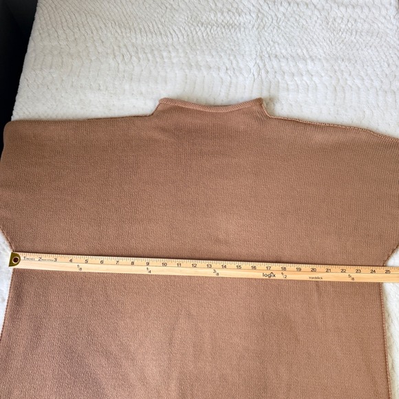 Frank & Eileen Womens L Camel Tan Cotton Rolled Funnel Neck Sweater Made in USA - Picture 4 of 7